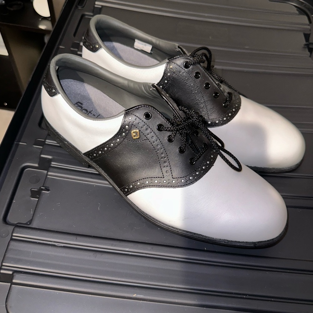 Vintage FootJoy Oxford Lace Up Golf Shoes, Black White Mens 12M - Picture 3 of 14